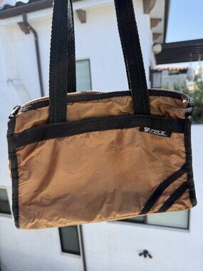 Vintage 70s Sarne Spacesac brown black nylon retro festival hipster shoulder bag